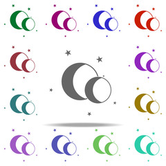 Poster - two moons icon. elements of space in multi color style icons. simple icon for websites, web design, 