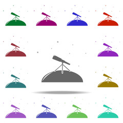 Poster - telescope and stars icon. Elements of Space in multi color style icons. Simple icon for websites, web design, mobile app, info graphics