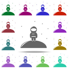 Poster - cosmonaut on the planet icon. Elements of Space in multi color style icons. Simple icon for websites, web design, mobile app, info graphics