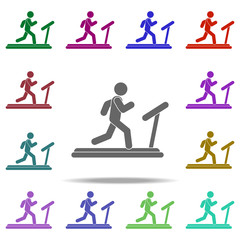 Poster - man on the treadmill icon. Elements of Sport in multi color style icons. Simple icon for websites, web design, mobile app, info graphics