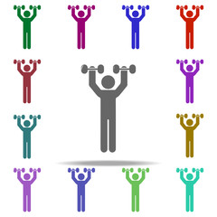 Poster - man with dumbbells icon. Elements of Sport in multi color style icons. Simple icon for websites, web design, mobile app, info graphics