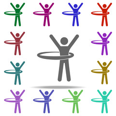 Poster - man with a hoop icon. Elements of Sport in multi color style icons. Simple icon for websites, web design, mobile app, info graphics