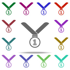 Poster - first place medal icon. Elements of Sport in multi color style icons. Simple icon for websites, web design, mobile app, info graphics