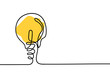 © royyimzy - Continuous line drawing. Light bulb of a yellow business ideas concept. Vector illustrations
