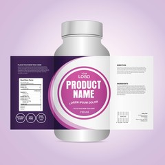 Wall Mural - Bottle label, Package template design, Label design, mock up design label template