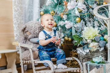 little girl near the Christmas tree