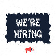 © G - We are Hiring Poster or Banner with loudspeaker. Vector design on yellow background.