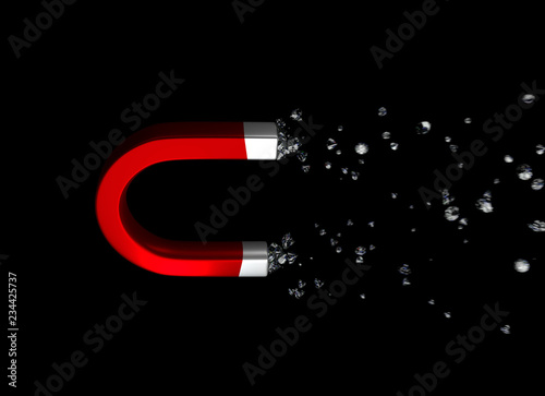 Fotografia, Obraz Isolated magnet attracting diamonds - Fast enrich concept