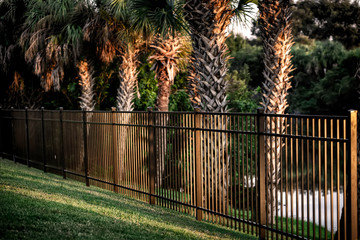 Wall Mural - Aluminum Fence at sunset