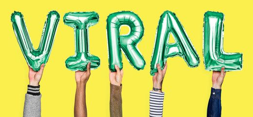 Poster - Green alphabet helium balloons forming the text privacy