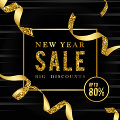 Poster - New year sale 80% off sign vector