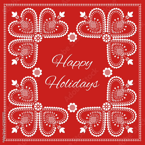 Fotografija Folk art Happy Holidays card vector template