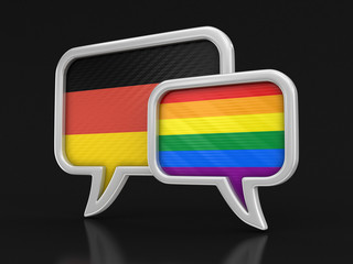 Poster - Speech bubbles with flags. Image with clipping path