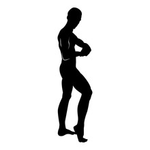 Posing Bodybuilder Silhouette Bodybuilding Concept Icon Black Color Illustration