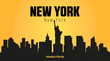 New York New York city silhouette and yellow background