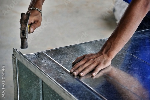 Cuadros en Lienzo Technicians are assembling air duct for air conditioning and ventilation systems