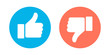 Do and Don't symbols. Thumbs up and thumbs down circle emblems. Like and dislike icons set. Vector illustration.