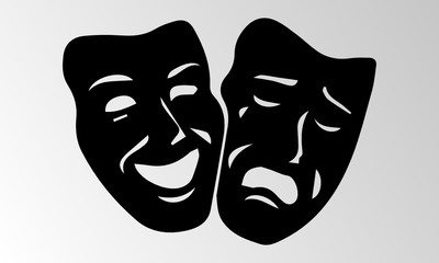 theater mask isolated illustration character tragedy comedy