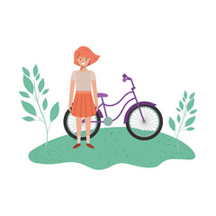 Wall Mural - girl with bicycle avatar character