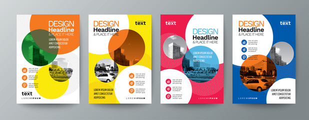 collection of modern design poster flyer brochure cover layout template with circle graphic elements
