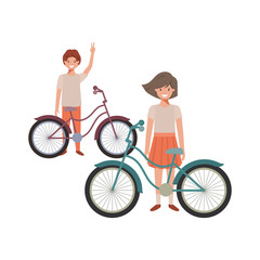 Wall Mural - children with bicycle avatar character