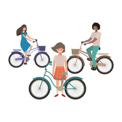 Poster - group of people with bicycle avatar character