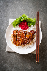 Wall Mural - grilled chicken with teriyaki sauce on topped rice