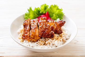 Wall Mural - grilled chicken with teriyaki sauce on topped rice