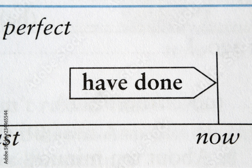 Fotografie, Obraz Have done phrase in English textbook Selective focus