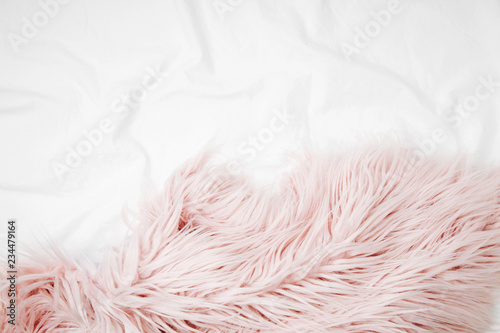 Fotomural Bedding with a pink fluffy fur plaid