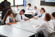 © Monkey Business - Detail Of Female High School Tutor Helping Students Wearing Uniform Seated Around Tables In Lesson