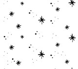 Fototapeta  - Winter snowflakes seamless pattern. Black and white sketch for new year wrapping