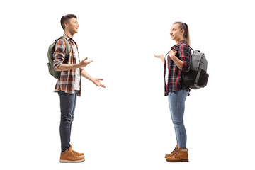 Wall Mural - Teenage students talking with each other