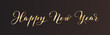 Happy New Year calligraphy on black background. Golden hand drawn text