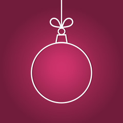 Canvas Print - christmas ball ornament, line shape on purple background