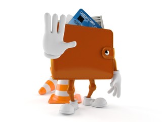 Sticker - Wallet character with stop gesture