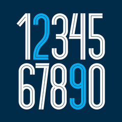 Poster - Vector elegant tall numbers collection made with white lines, can be used in poster art creation for social or commercial announcement