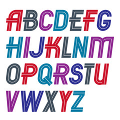 Poster - set of vector regular upper case english alphabet letters made with white lines, for use as design e