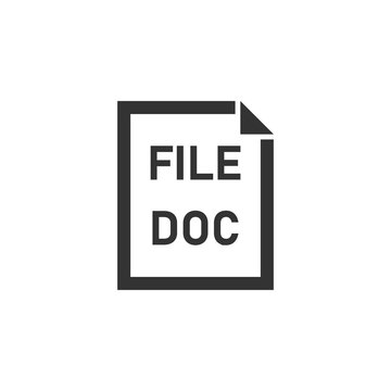 DOC File. Black Icon Flat on white background