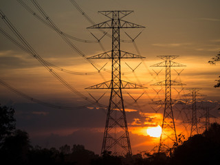 Wall Mural - electrodes, power and energy conservation ideas. during sunset