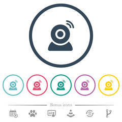 Sticker - Wireless camera flat color icons in round outlines