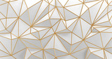 Fototapeta Do pokoju - White low poly background with golden edges. 3d rendering.