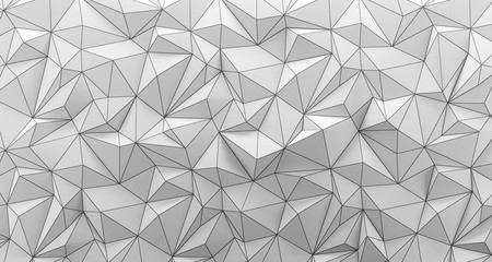 Wall Mural - white low poly background texture. 3d rendering.