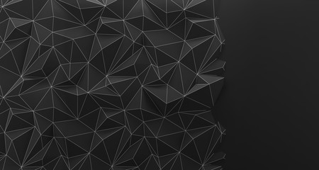 Wall Mural - black low poly background texture. 3d rendering.