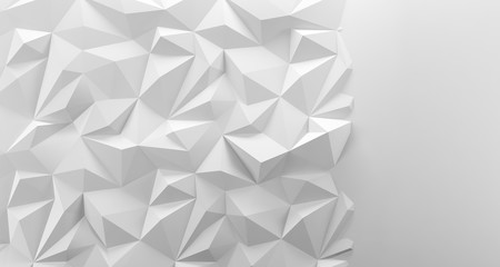 White low poly background texture. 3d rendering.