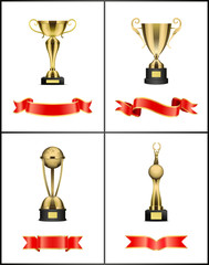 Wall Mural - awards with colorful ribbons vector illustration