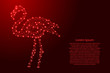 Flamingo from futuristic polygonal red lines and glowing stars for banner, poster, greeting card. Vector illustration.