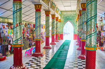 Sticker - The market of Kaunghmudaw Pagoda, Sagaing, Myanmar