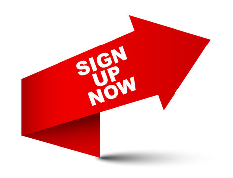 red vector banner sign up now