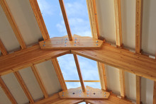 Roof Construction Of Laminated Veneer Lumber.Building.Glued Laminated Timber.Building. Construction Site HR.